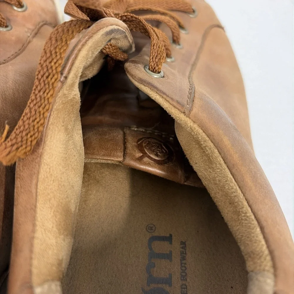 Born Mens 12M Brown Leather Lace Up Casual Sneakers Comfort Shoes BM0007-406 T17